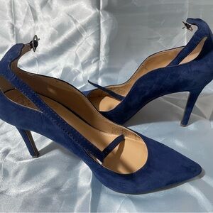 Vince Camuto Blue Suede Pointed-Toe Heels